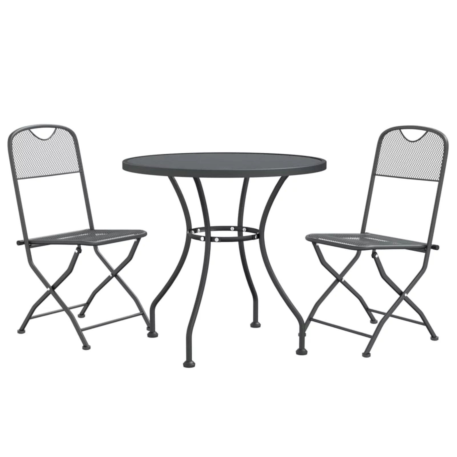 Walmeck 3 Piece Patio Dining Set Expanded Metal Mesh Anthracite