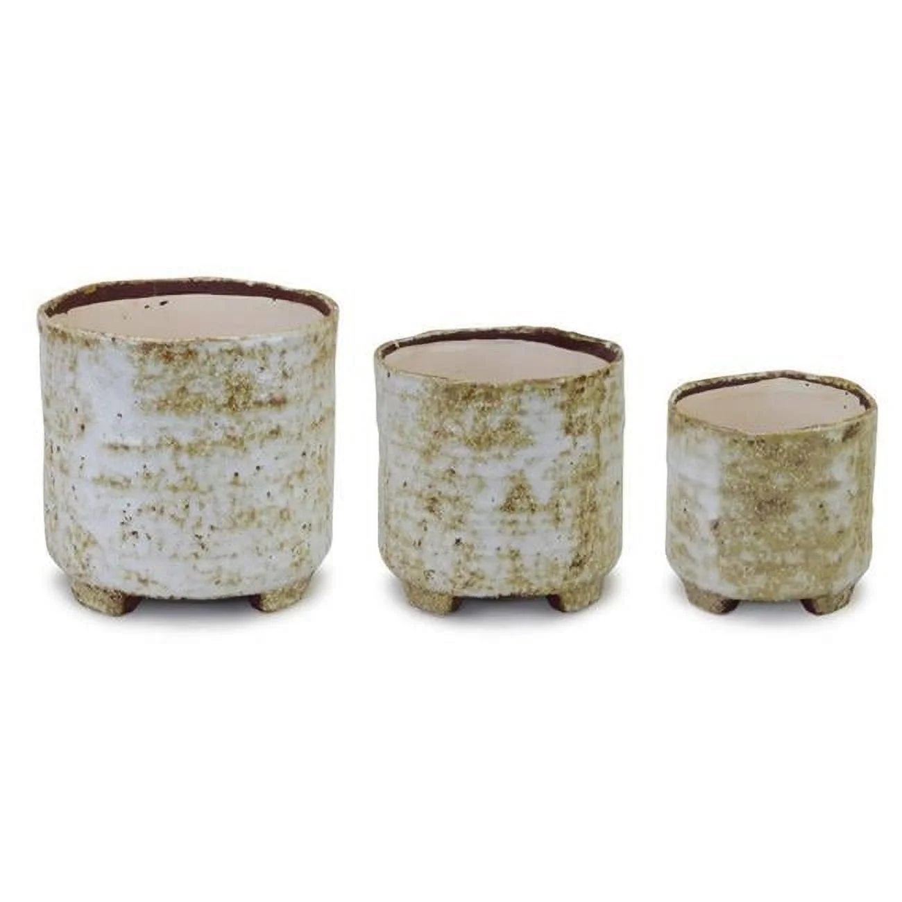 5-6-7 in. Terra Cotta Pot - Cream, Brown & Green - Set of 3