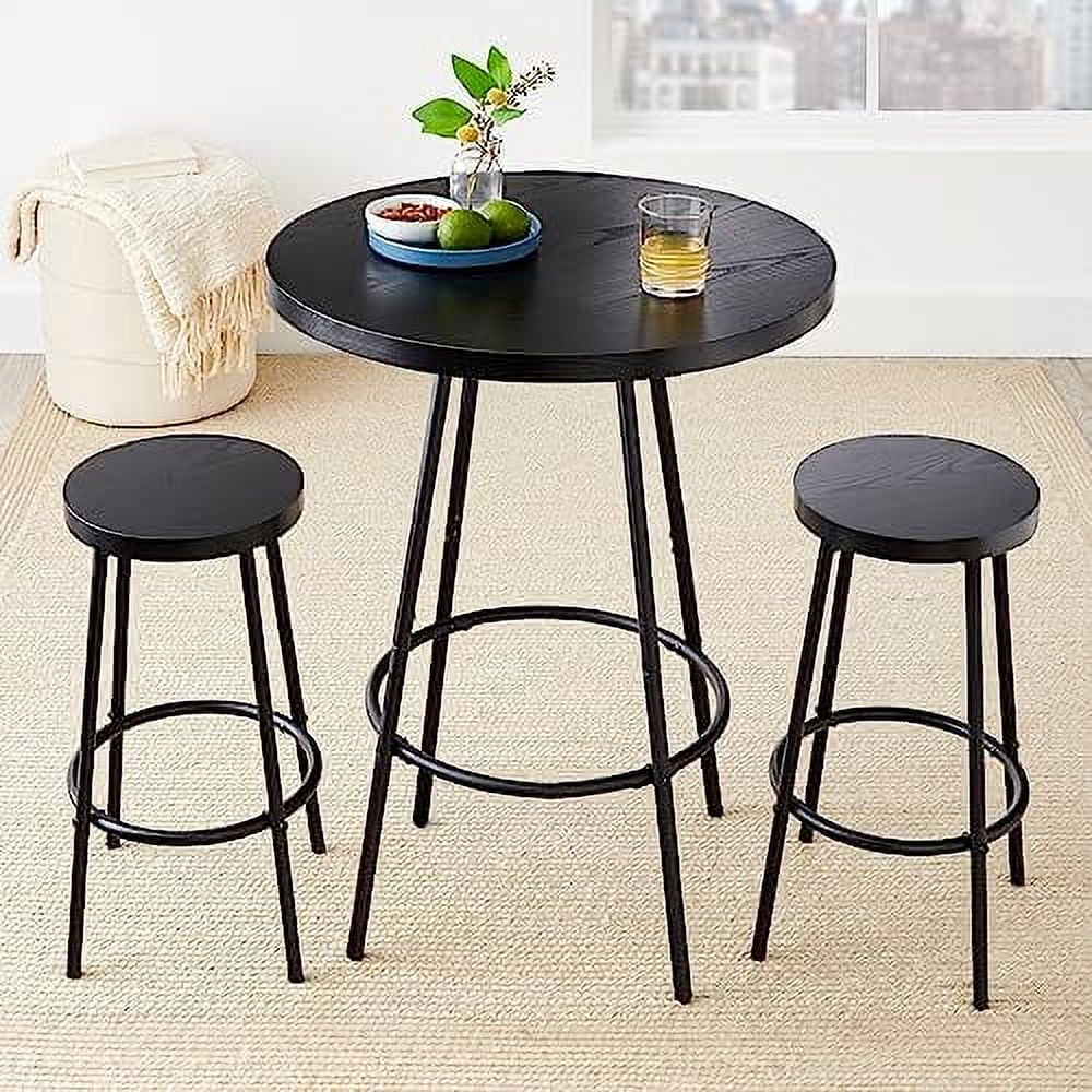 AEFRGHS Bistro Dining Set 3 Piece  Modern Round Counter Height Pub Table  Compact High Top with  Stools Pub Dining Set for Kitchen  Breakfast Room - Medium Brown