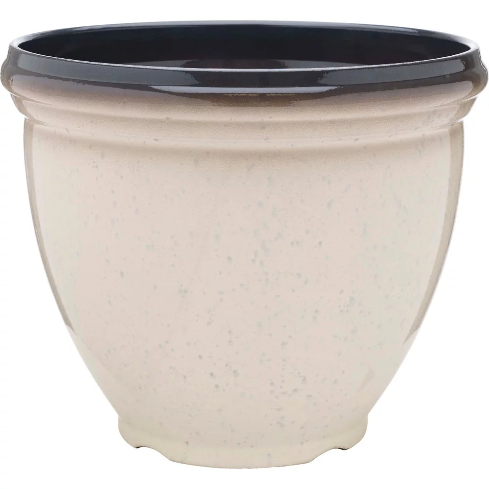 1 PK, Southern Patio HDR-054733-Southern Patio Heritage 12 In. Dia. x 9.6 In. H. Ivory Resin Planter