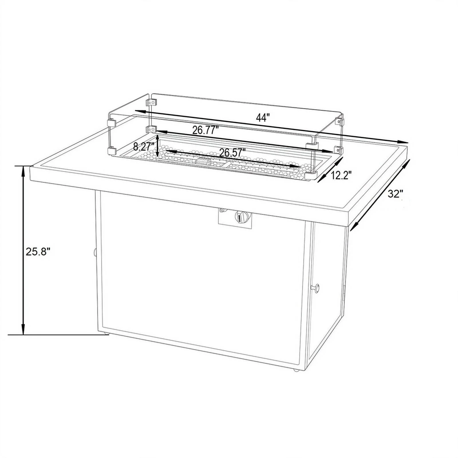 Afuera Living Patio Aluminum Propane Fire Pit Table in White
