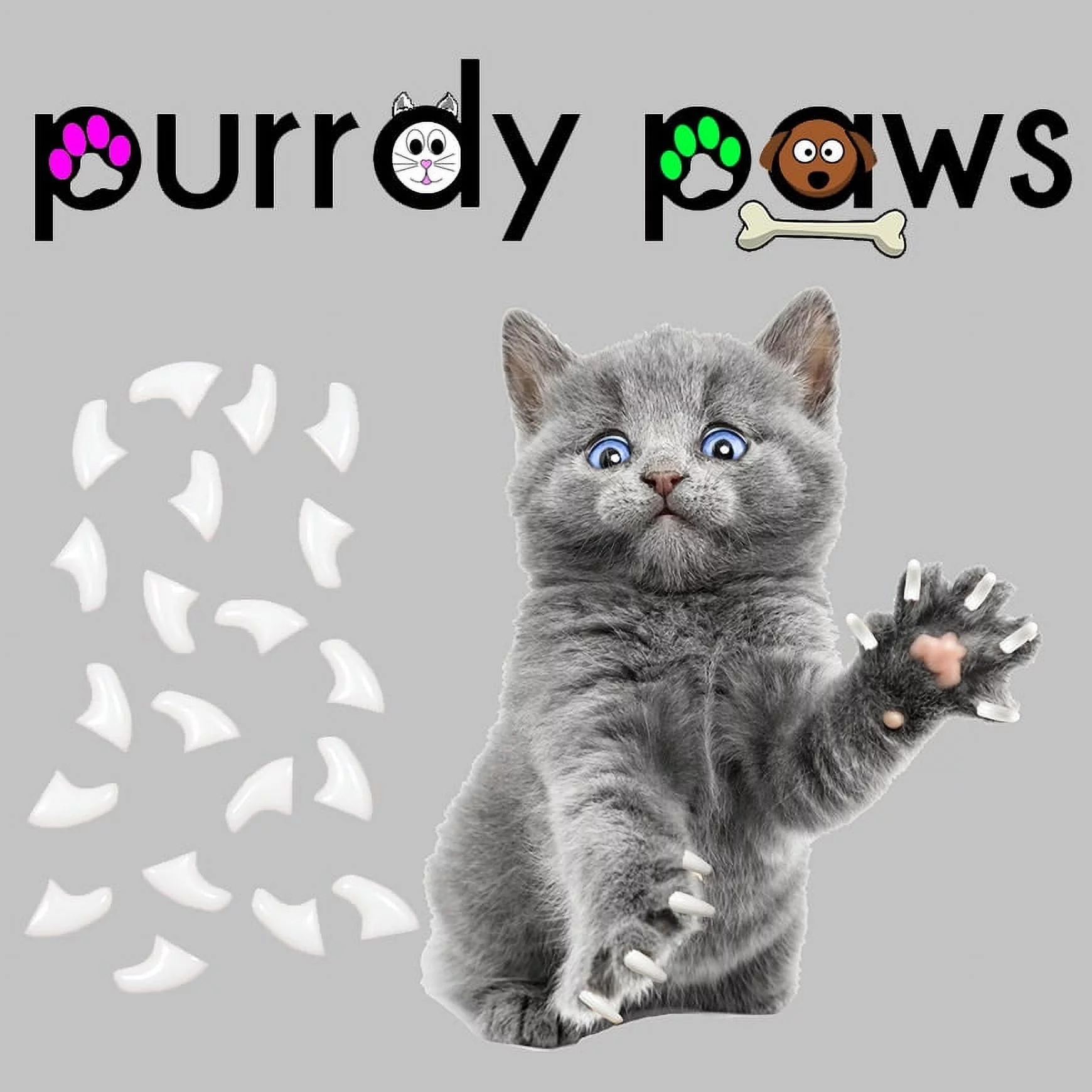 6 Month Supply - Purrdy Paws White Soft Nail Caps for Large Cats Claws - Extra Adhesives