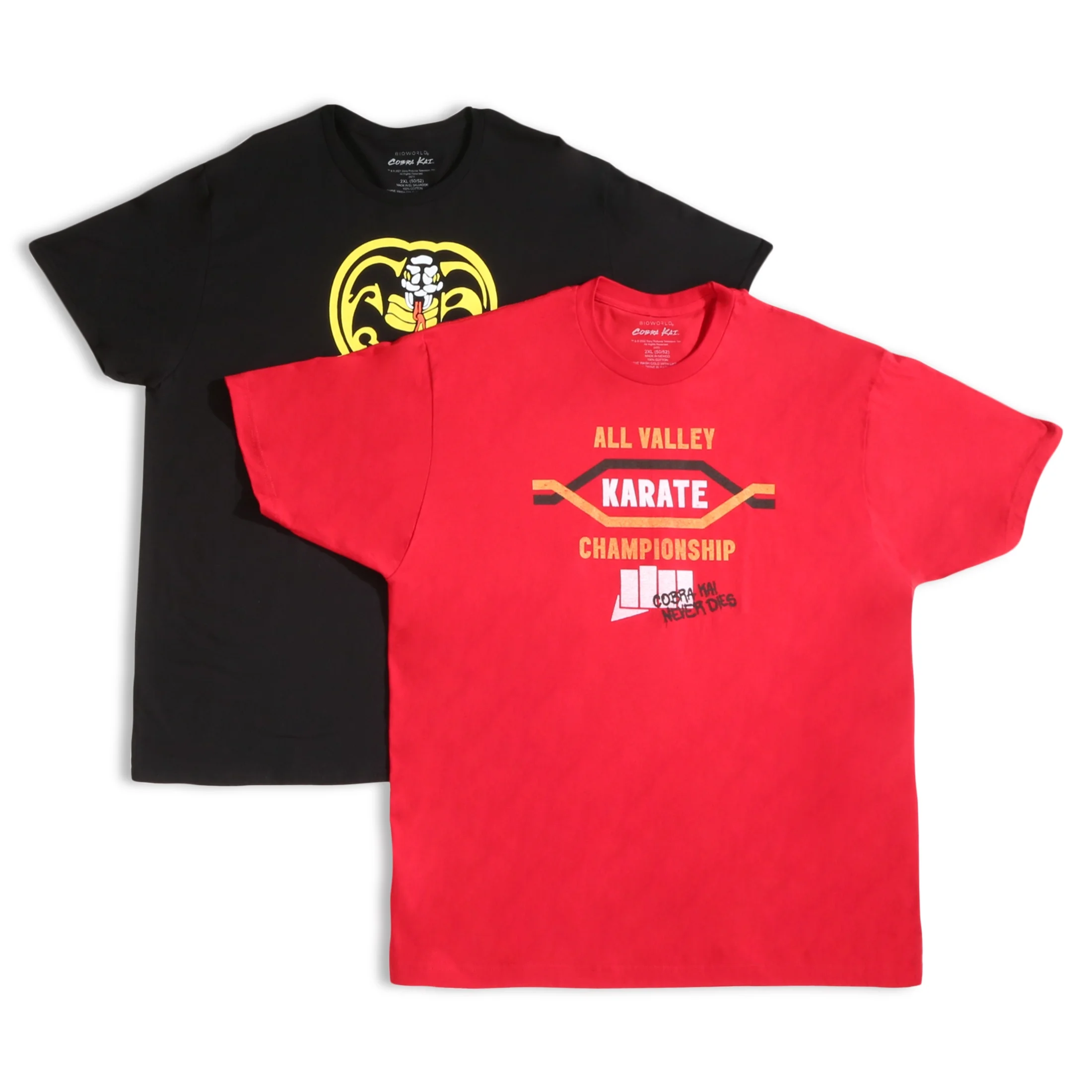 Cobra Kai Classic Logo Men's & Big Men's Graphic Tees, 2-Pack Bundle