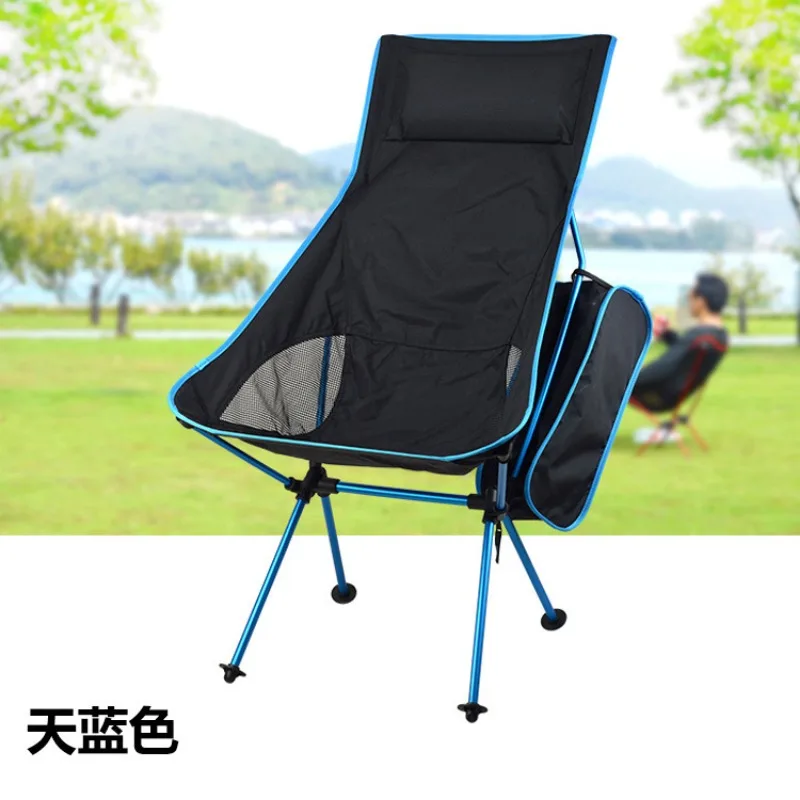 Outdoor Folding Large  Pillow Aluminum Alloy Camping Barbecue Fishing Sketch Beach Chair