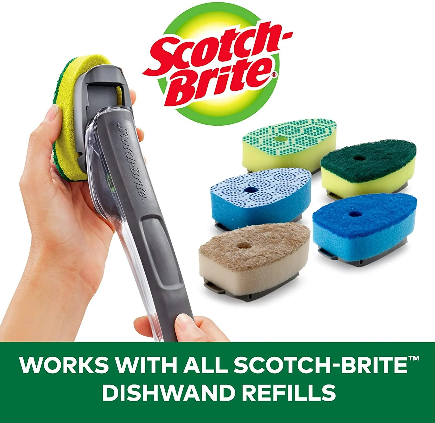 Scotch-Brite Heavy Duty Advanced Soap Control Dishwand, Control Soap With A Button, Keep Your Hands Out Of Dirty Water, Long Lasting and Reusable