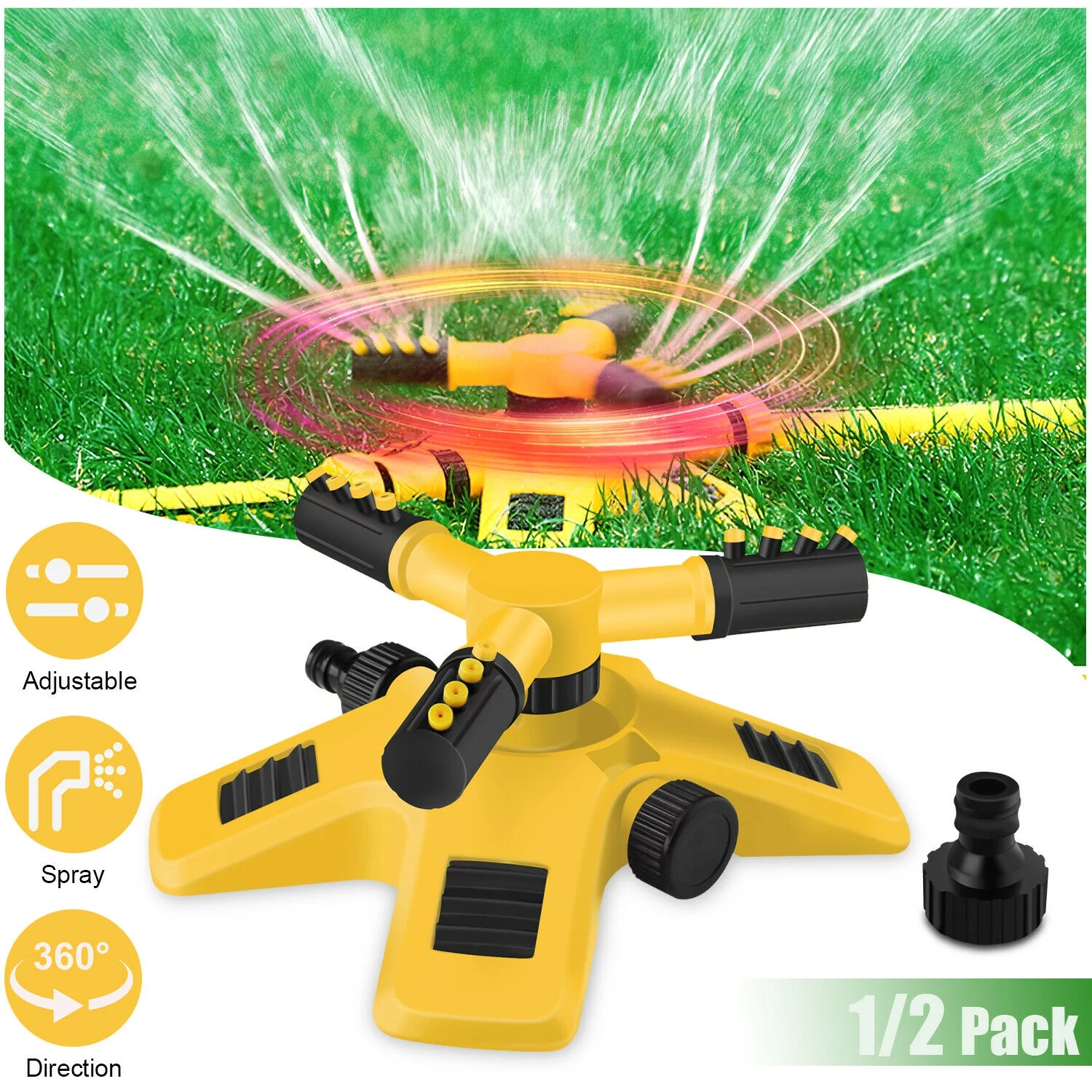 360 Auto Garden Lawn Sprinkler System Watering Patio Yard Hose Irrigation System