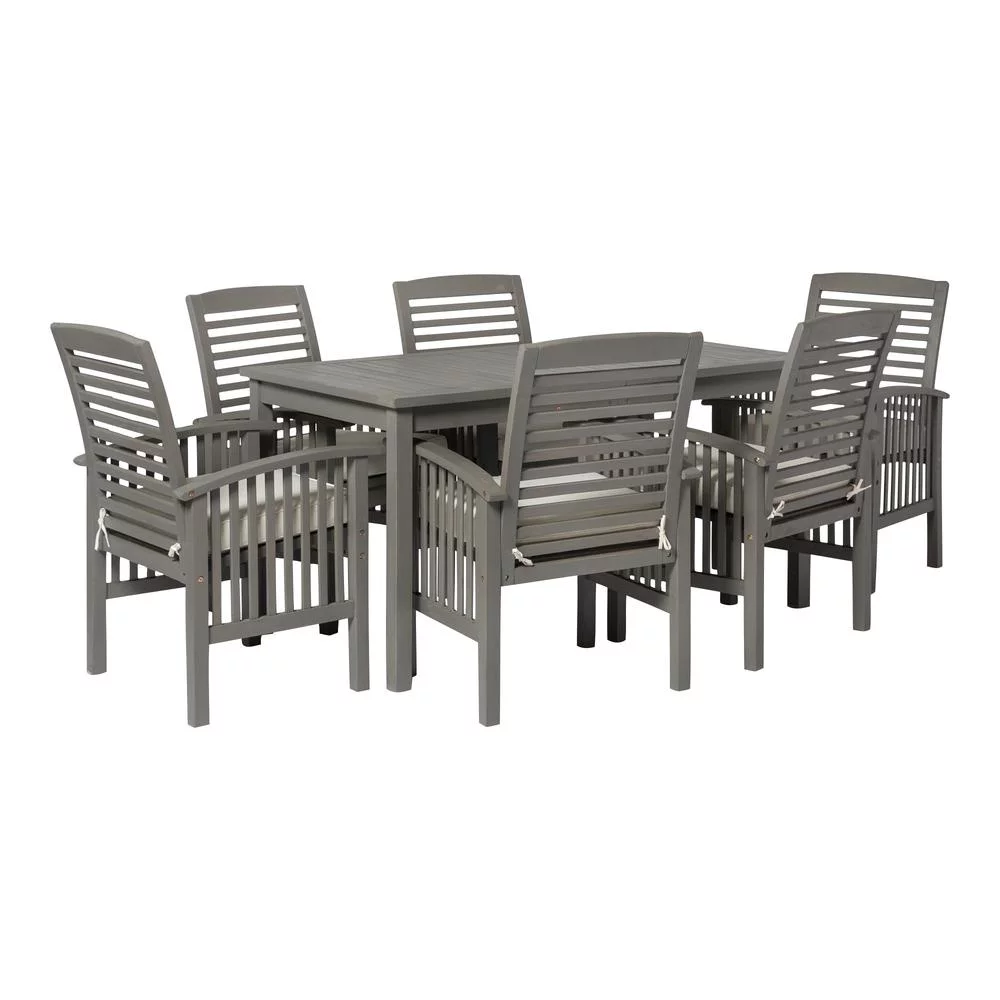 Walker Edison 7-Piece Modern Outdoor Patio Dining Set in Gray Wash