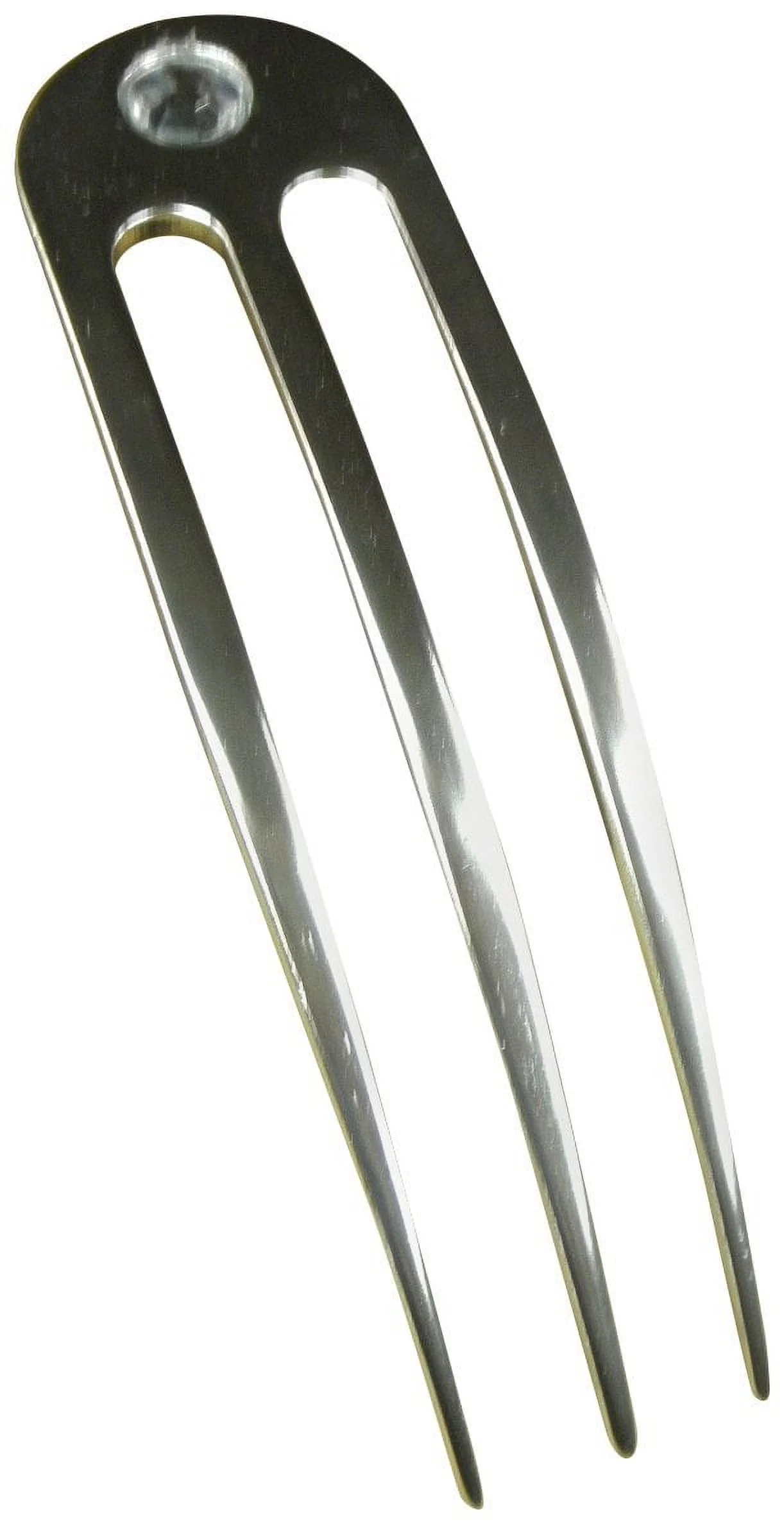 One Anodized Aluminum Three Prong Hair Fork 4.9 Inch Curved Unbreakable Waterproof With FPL Of 4 Inches (Silver)
