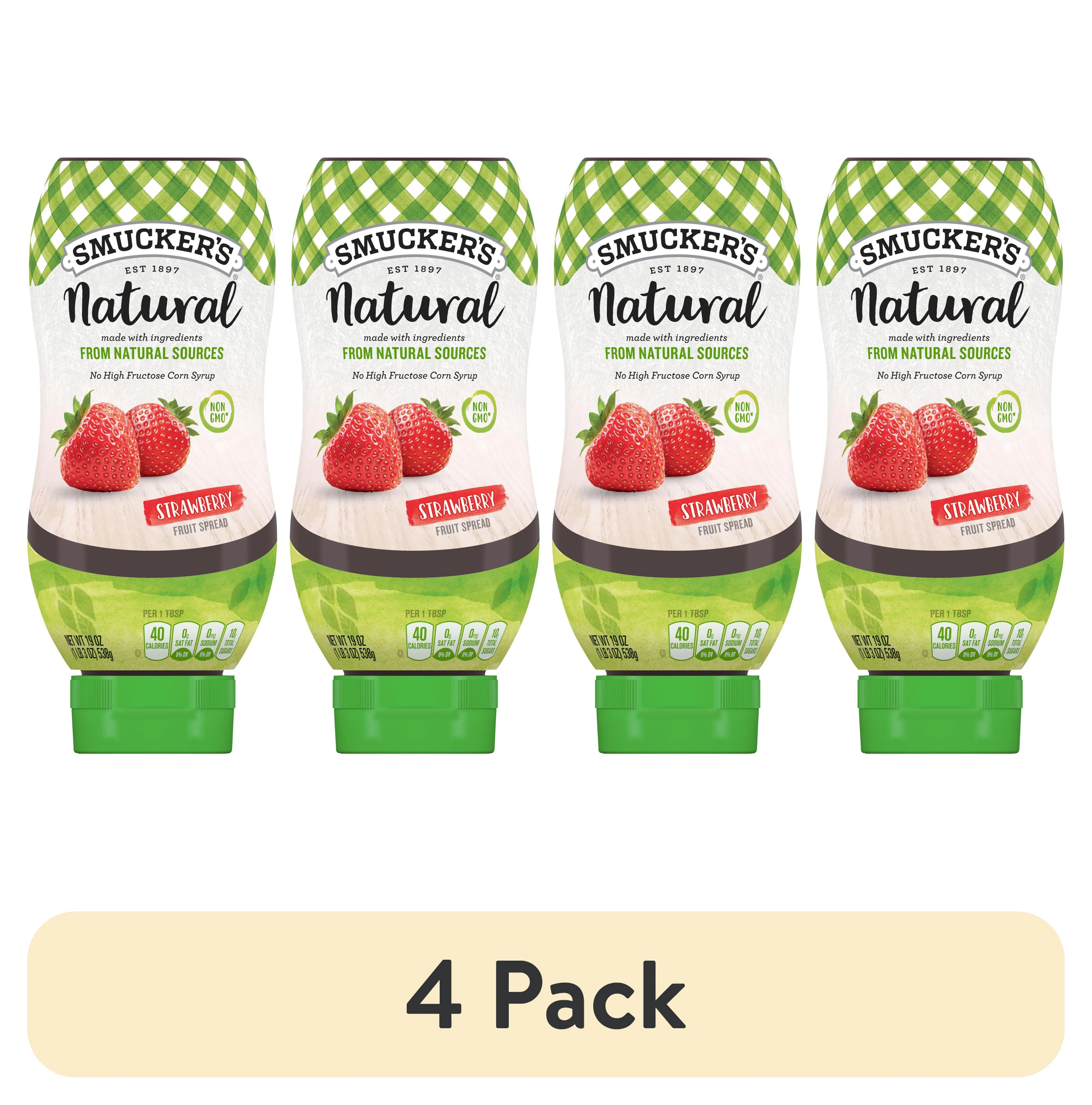 (4 pack) Smucker's Natural Strawberry Squeezable Fruit Spread, 19 Ounces