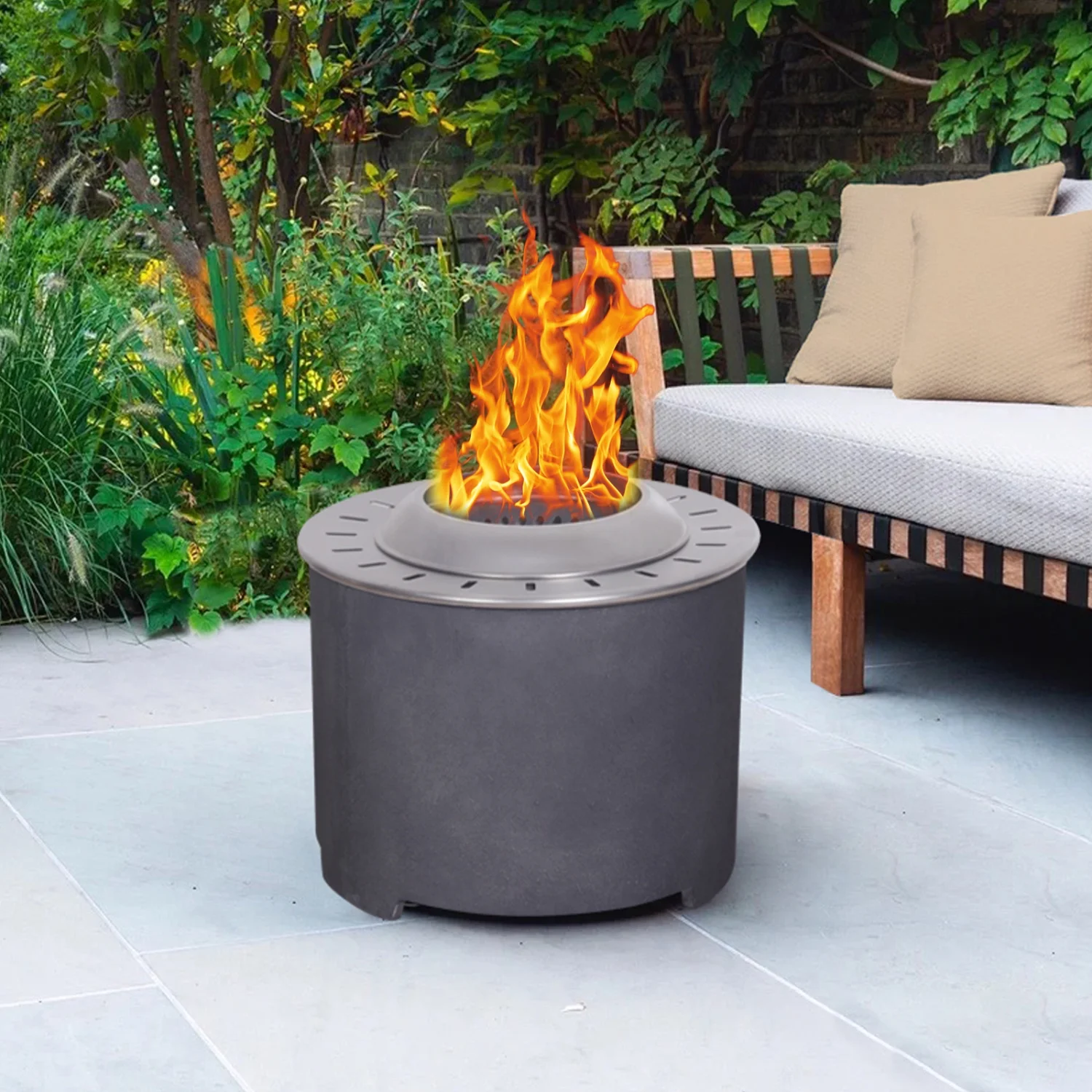 functional addition to your backyard or patio. Create a cozy ambiance with this sleek and modern fire pit  suitable for any outdoor space. Enjoy hassle-free and clean-burning fires with t