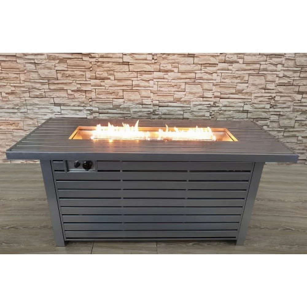 Living Source International Steel Propane/Natural Gas Outdoor Fire Pit Table with Lid
