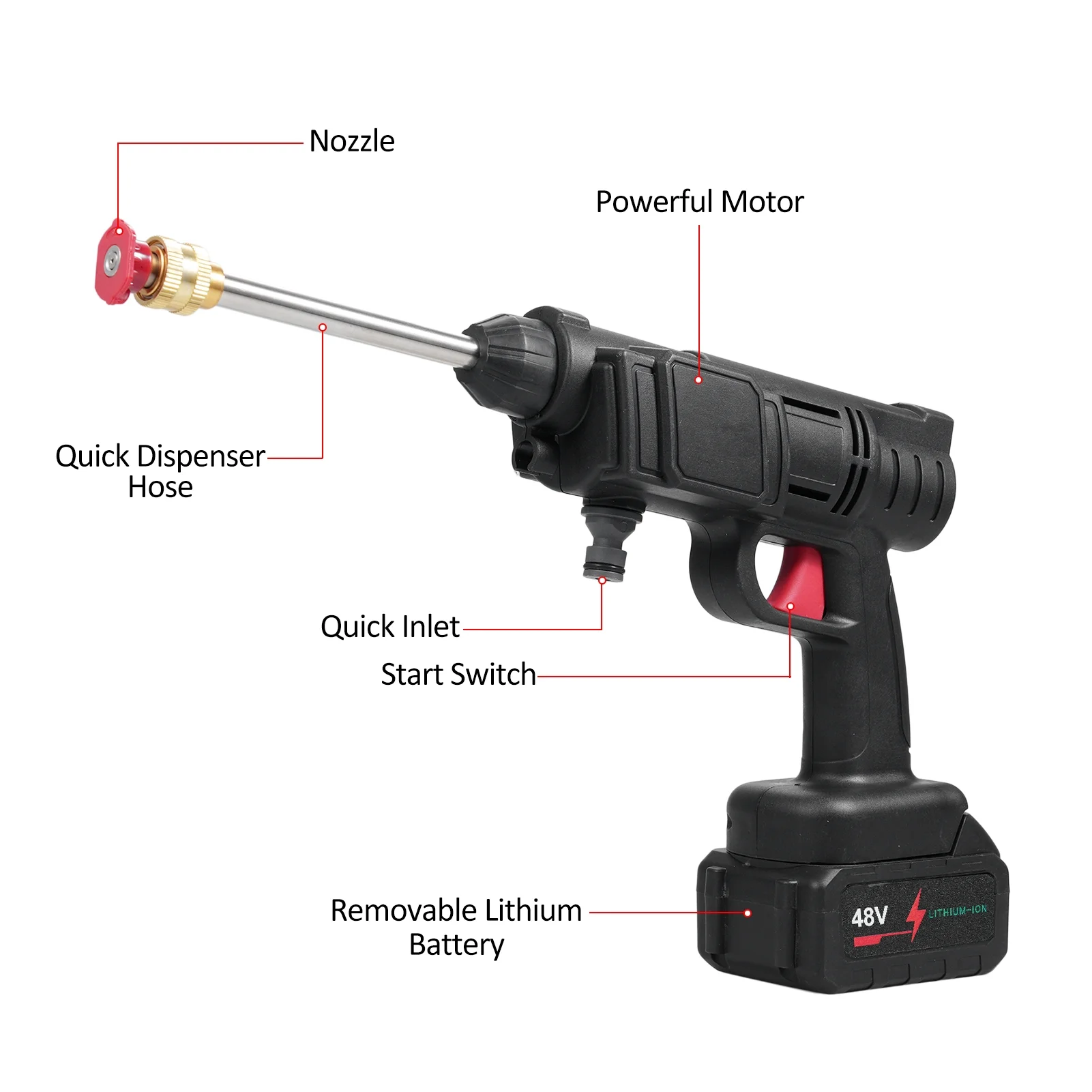 Pretfy Car wash sprinkler,Washer Car Wash Tools With 5m Battery Car Pressure Washer Sprinkler Tools With Car Washer Car Wash Sprinkler 21v Battery Washer 21v Battery Car Car