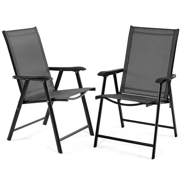Outdoor Chair Folding Dining Chairs Texteline Set of 2 for Garden/ Lawn/ Porch