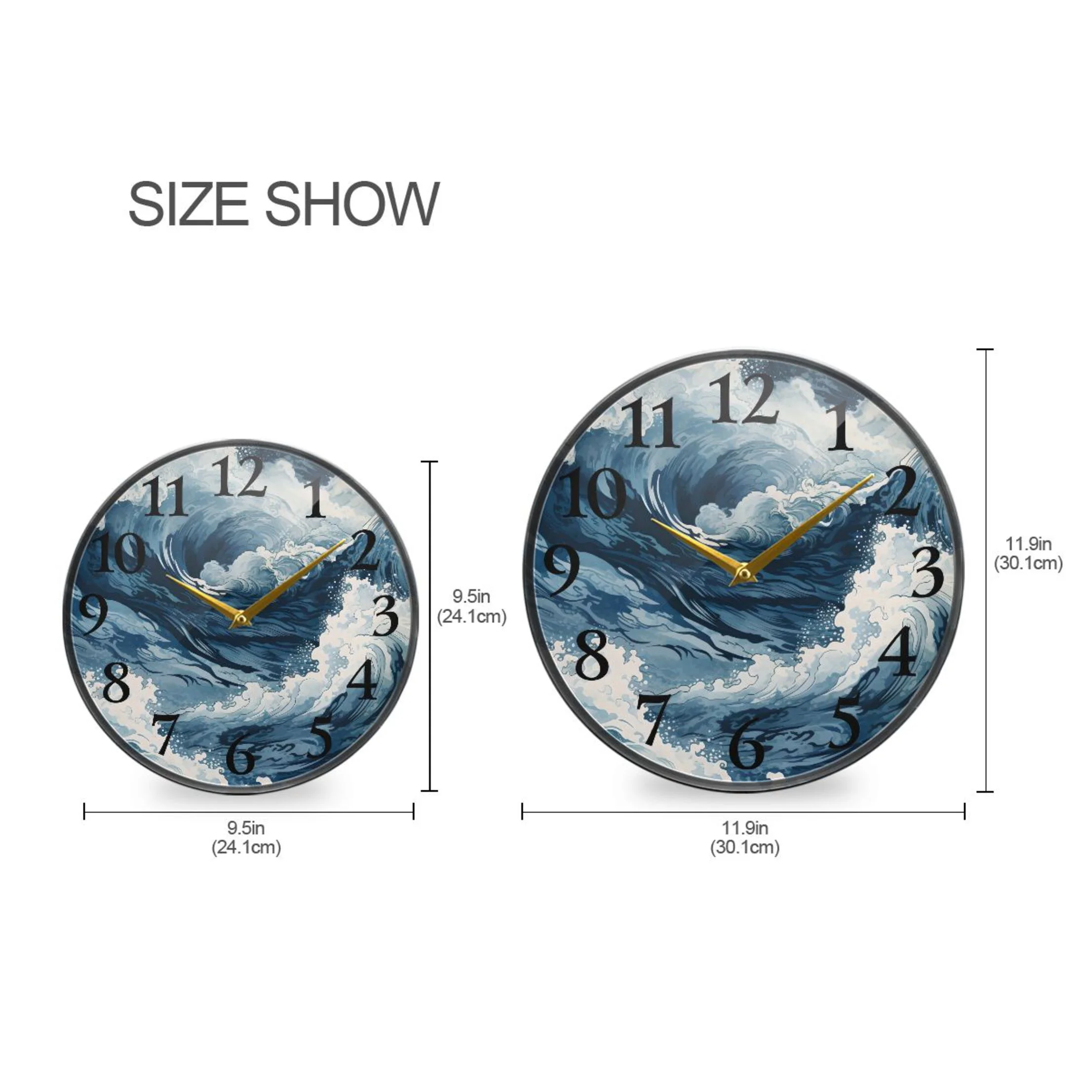 Water Wave Wall Clocks Battery Operated 9.5 Inch Round Clock Acrylic Silent Non-Ticking Bedroom Living Room Decorative Clocks