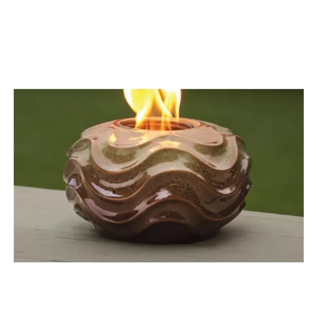 Marshall Home MBS-12-4-1350N 8 W x 4.75 H In.- Brown Wave Ceramic Firepot