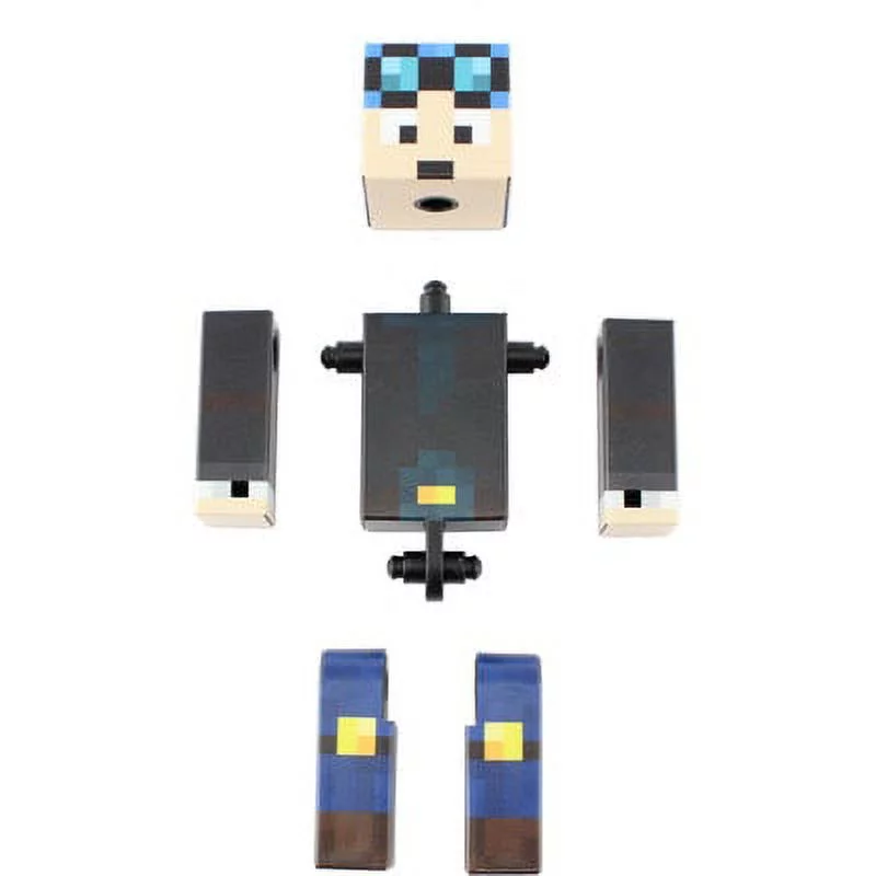 Blue Hair Miner Boy Action Figure Toy, 4 Inch Custom Series Figurines by EnderToys