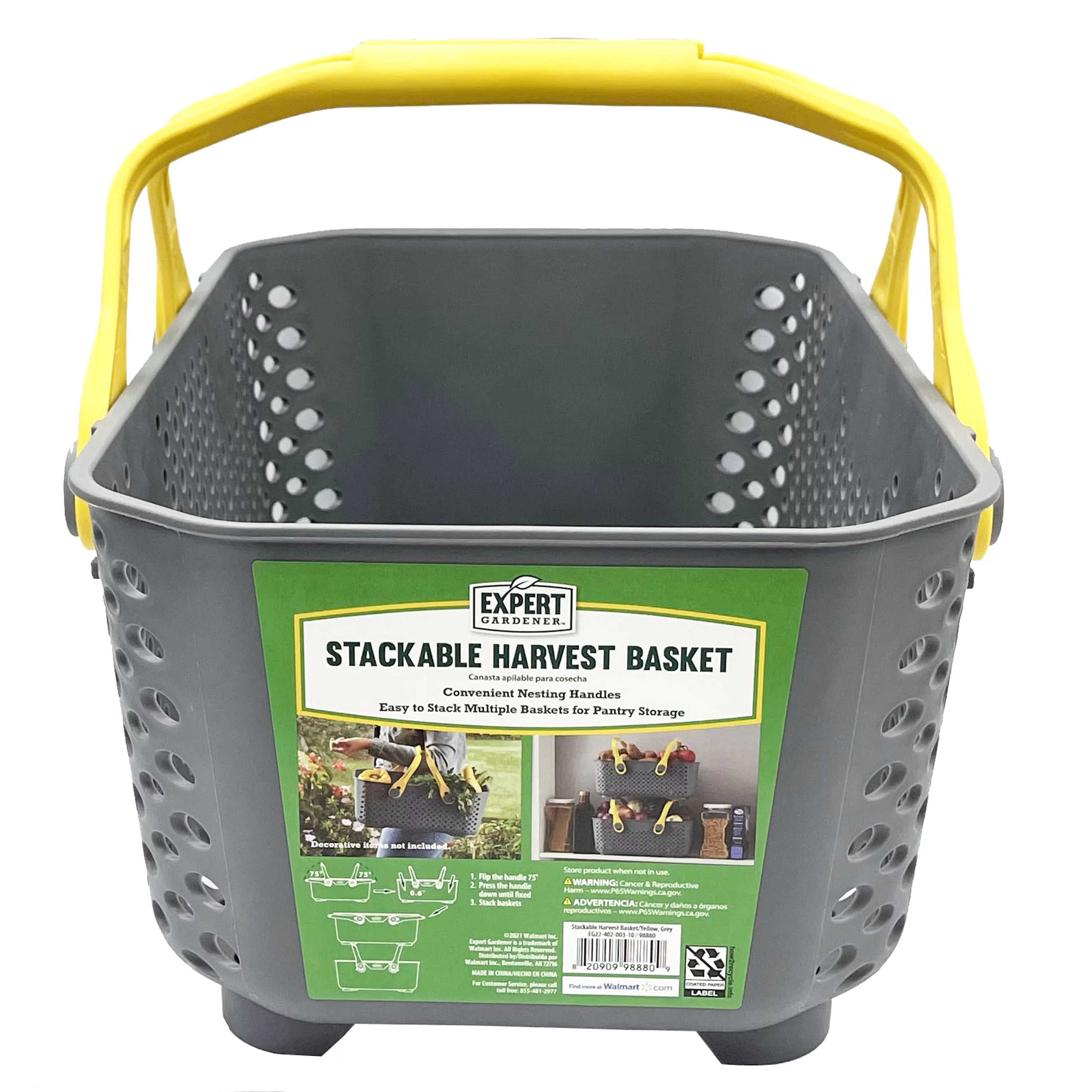 Expert Gardener Gardening Basket with Collapsible Handles, Polypropylene, Gray