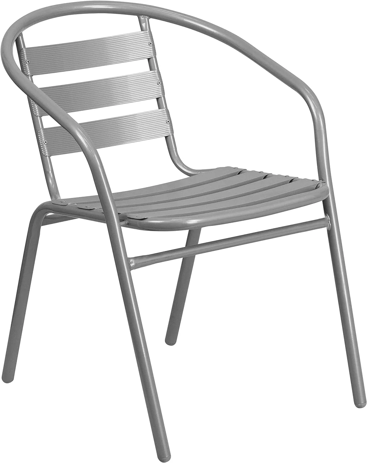 Lila Silver Metal Restaurant Stack Chair With Aluminum Slats