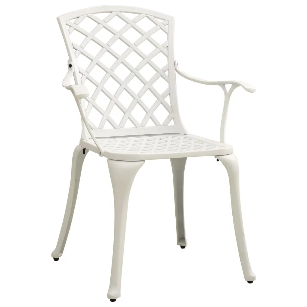 Patio Chairs 2 pcs Cast Aluminum White