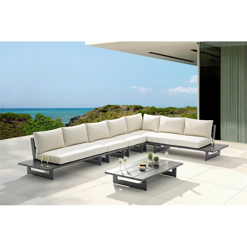 Meridian Furniture Maldives Cream Water Resisting Outdoor Modular Sectional