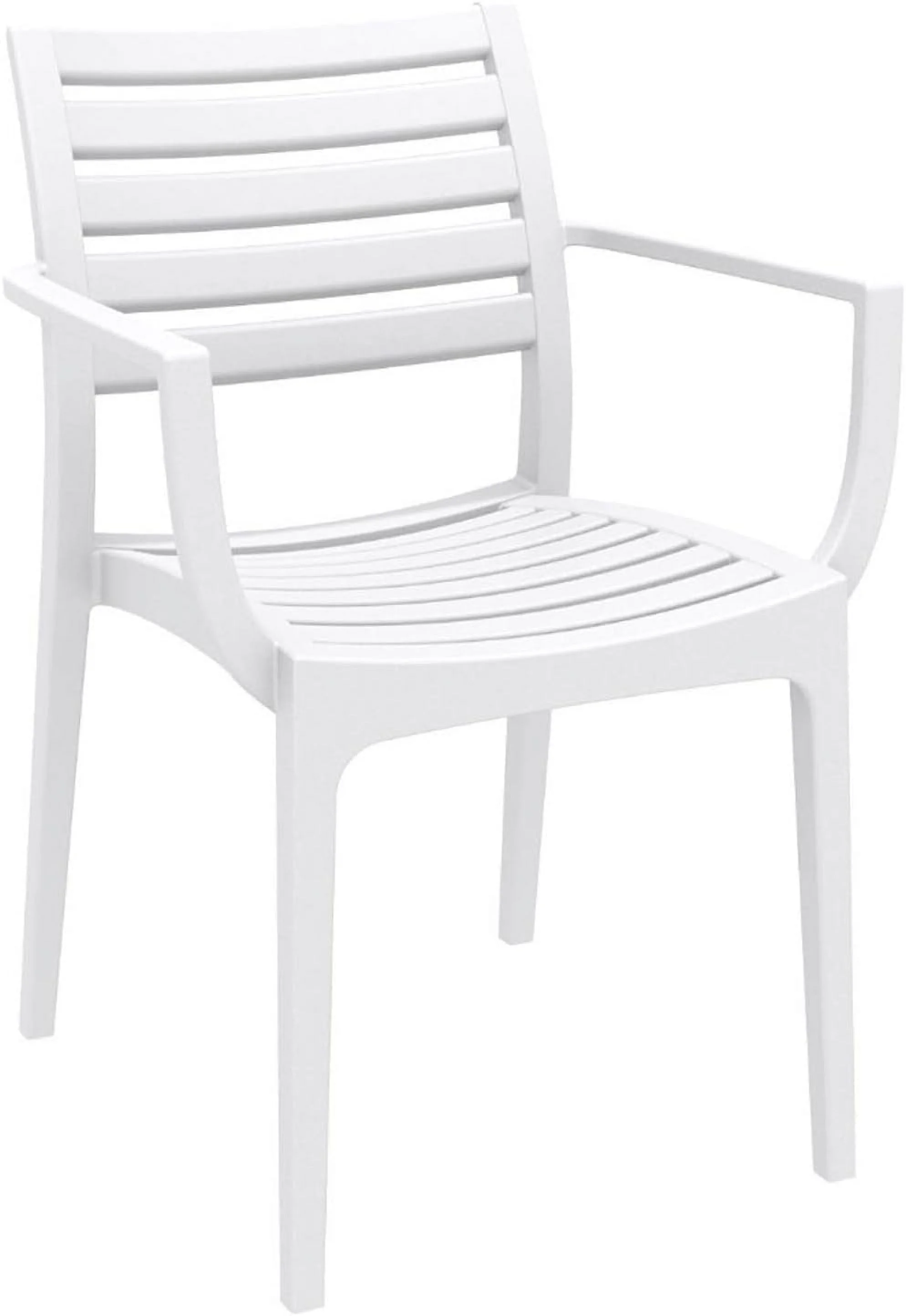 Artemis Outdoor Patio Dining Arm Chair In White (Set Of 2)