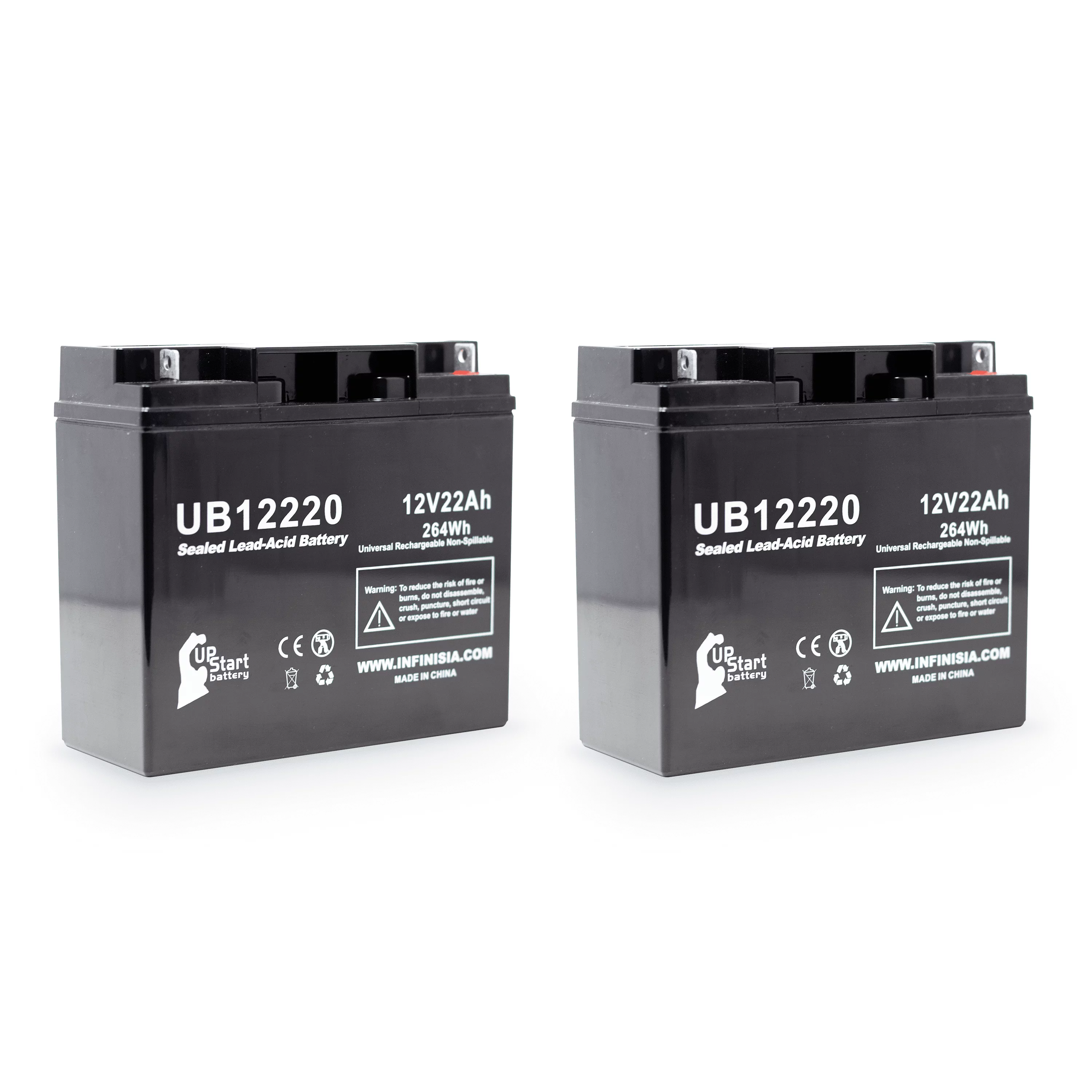 2x Pack - Compatible HITACHI HP15-12P Battery - Replacement UB12220 Universal Sealed Lead Acid Battery (12V, 22Ah, 22000mAh, T4 Terminal, AGM, SLA)