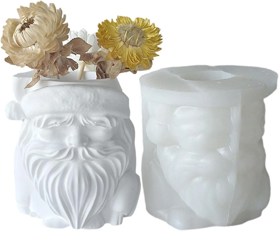 Cheefull Santa Claus Head Planter Vase Mold, Uwariloy Silicone Pot Mold,  Handmade Flower Pot Mould Pen Brush Holder Mold for Resin, Concrete, Plaster, Clay