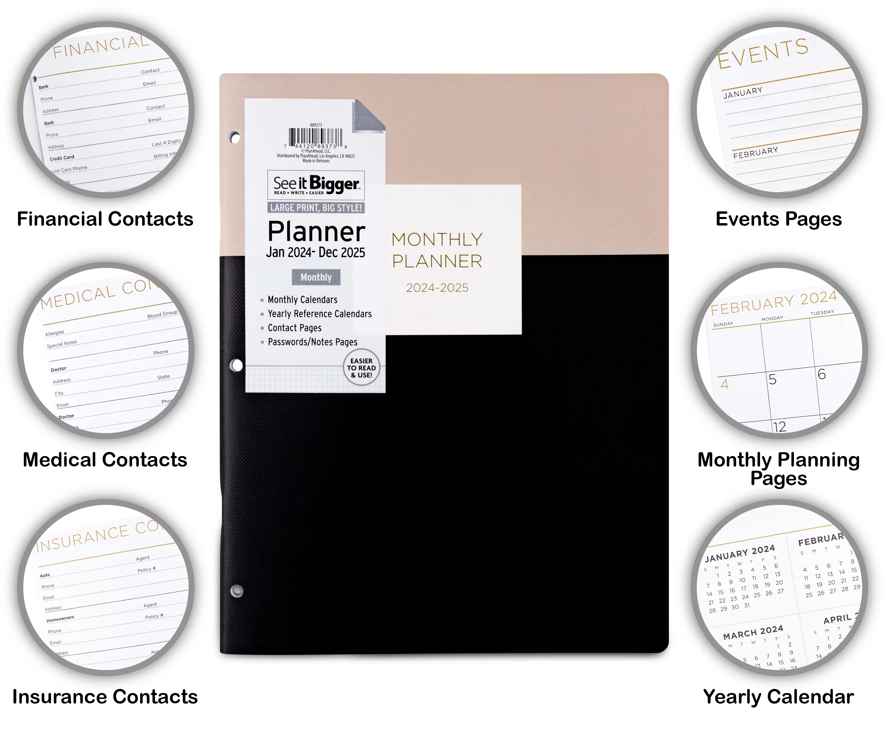See It Bigger Monthly Planner, January 2024 - December 2025, (8.5