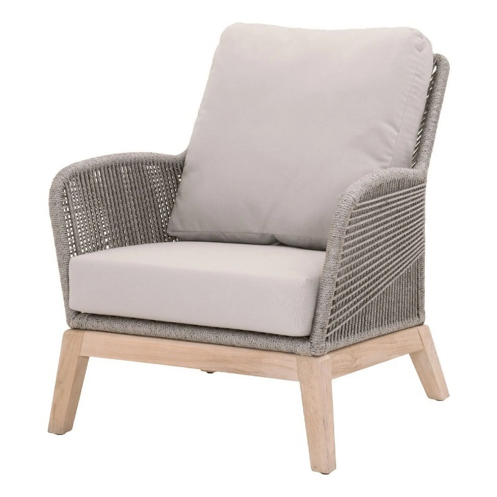 Intricate Rope Weave Club Chair with Removable Cushions Gray and Brown