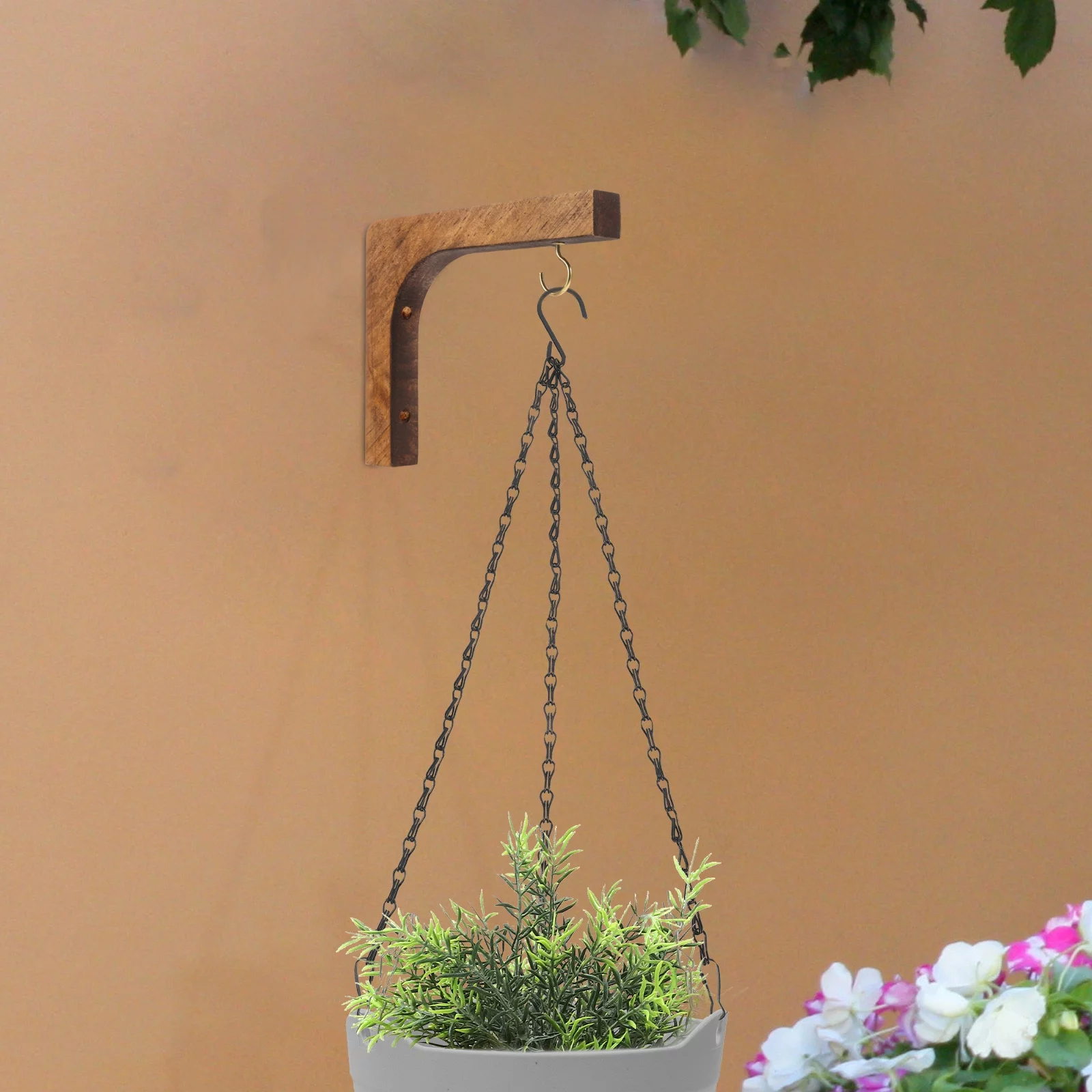 Qumonin Wooden Wall Plant Hanger for Indoor Plants & Lanterns