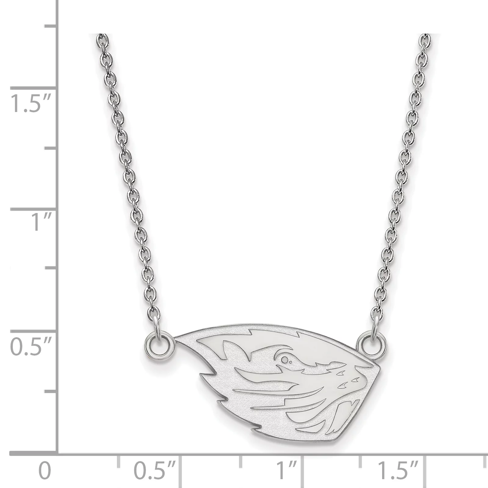 Oregon State Small (1/2 Inch) Pendant w/Necklace (14k White Gold)