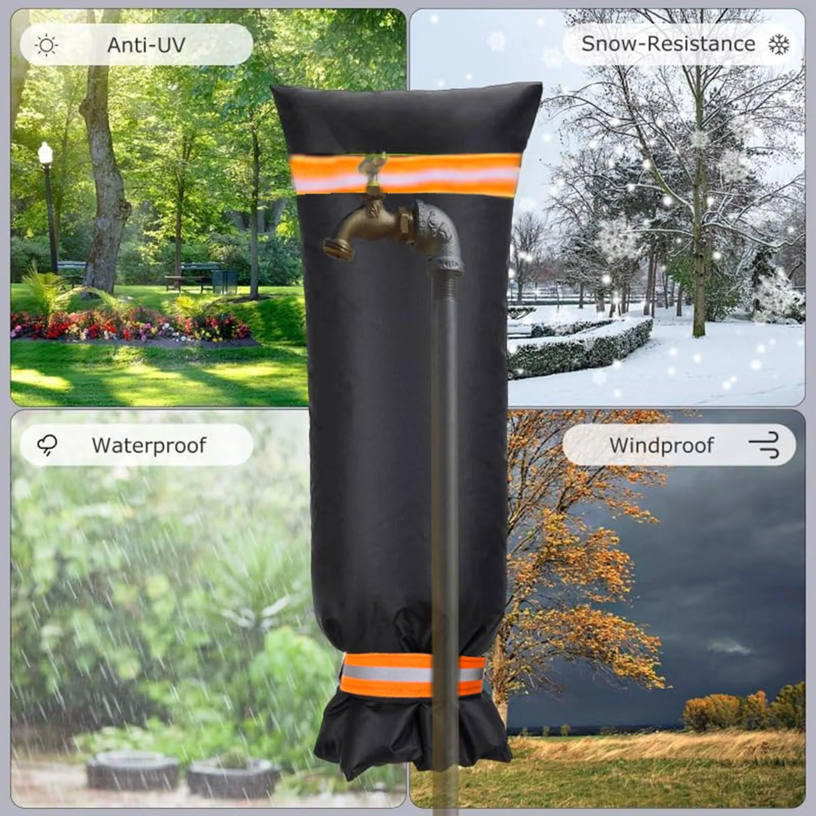 Pipe Insulation Winter Garden Hose Faucet Antifreeze Cover Insulation Cover 4 Size Suit Different Faucet Water Proof Insulated Faucet Cover With Orange Reflective Strips Snow Blanket Outdoor Slipcover