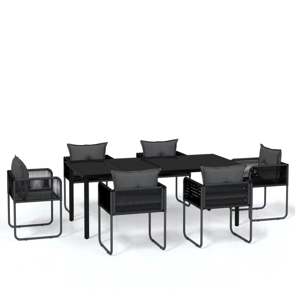 moobody 7 Piece Patio Dining Set Black