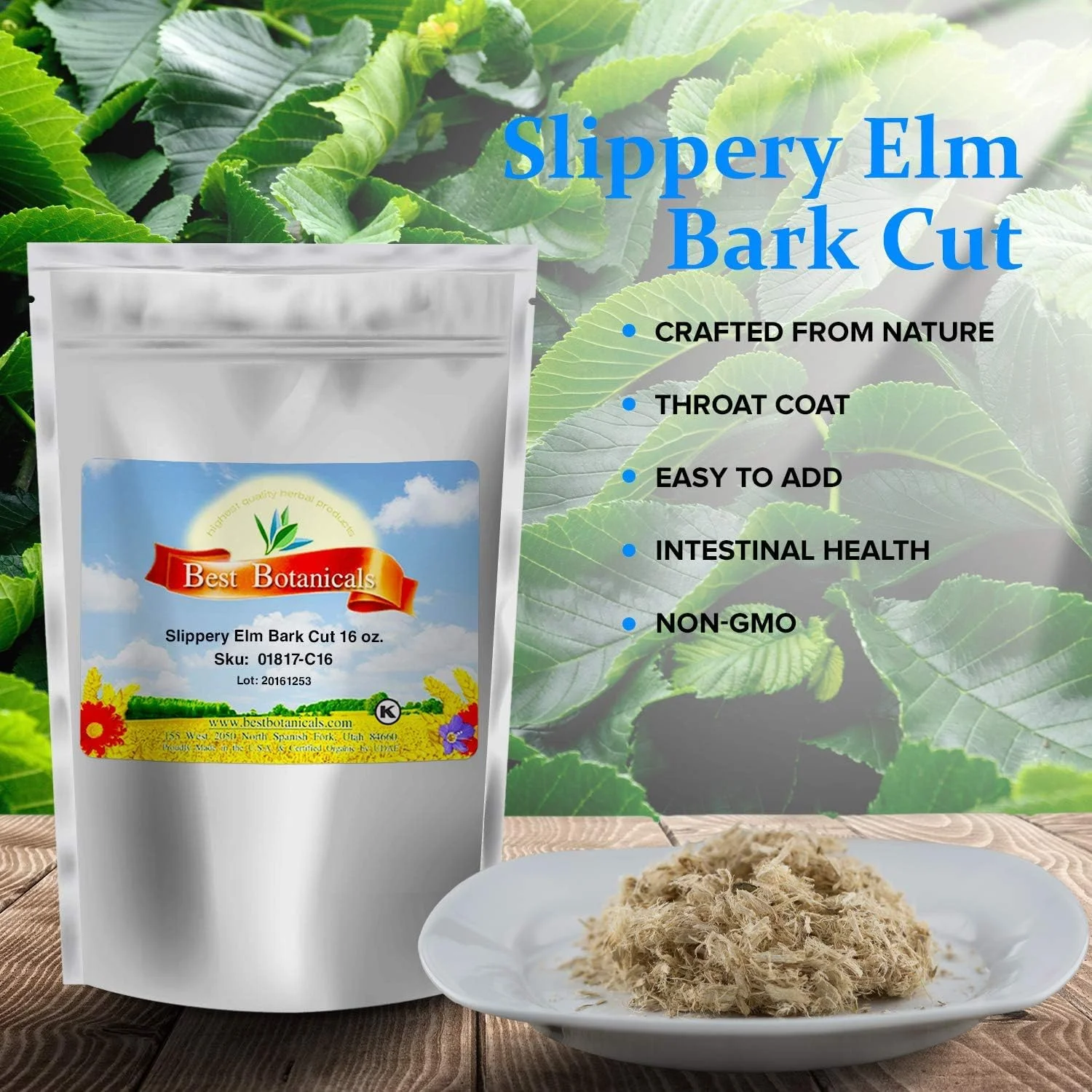 Slippery Elm Bark Cut 16 oz.