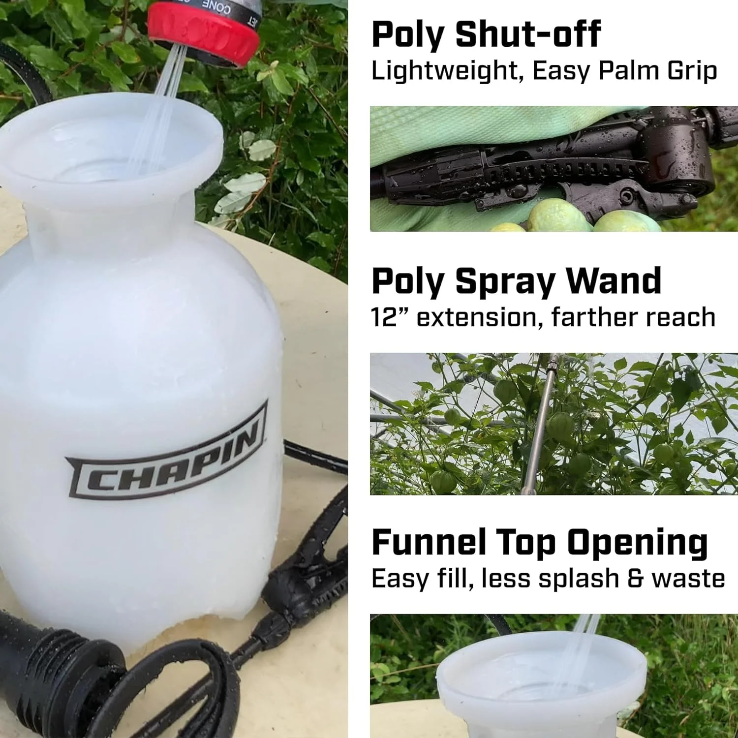 Made in USA 1 -Gallon Lawn and Garden Pump Pressured Sprayer, for Spraying Plants, Garden Watering, Weeds and Pests, Polypropylene, Translucent White