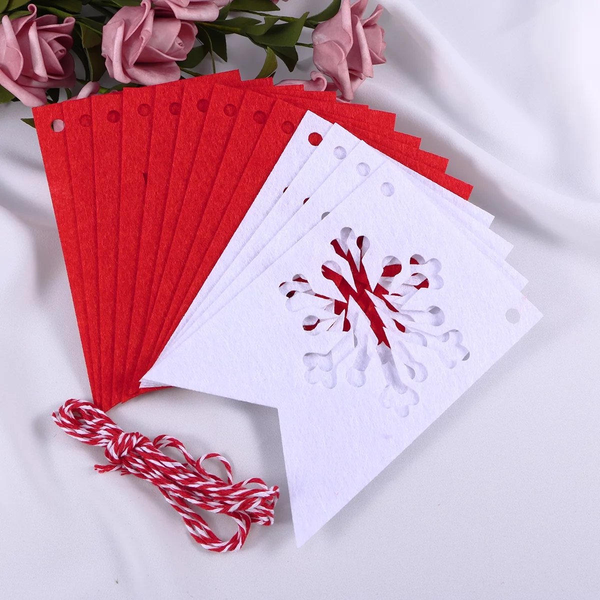 3 Meters Let It Snow And Christmas Tree Fabric Banners Swallow-tailed Flags Garland Decorations for Christmas Home Party Garden