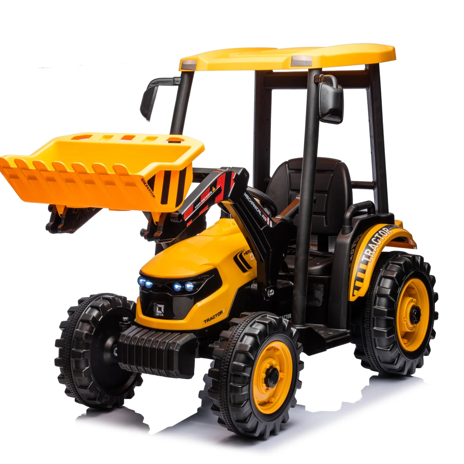 Fun Yellow Battery Powered 24V Ride On Excavator with Trailer - Electric Vehicles for Toddlers and Children  Exciting Digger Theme Kids‘ Toy