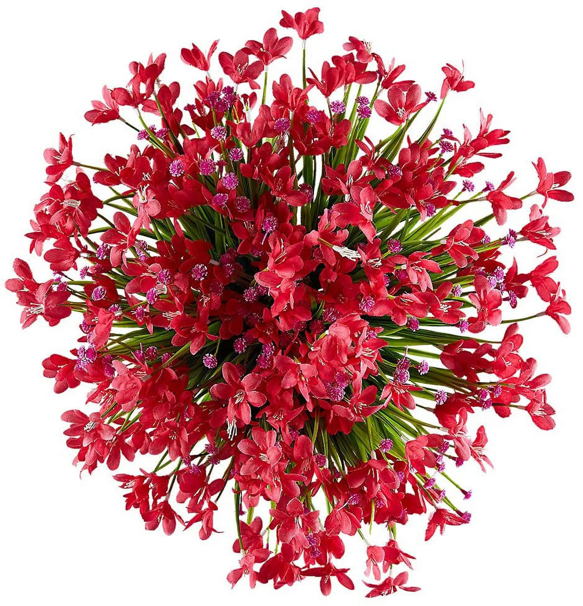 Nvzi 8 Bundles Artificial Daffodils Flowers, Fake Artificial Greenery UV Resistant No Fade Faux Plastic Plants(Red)