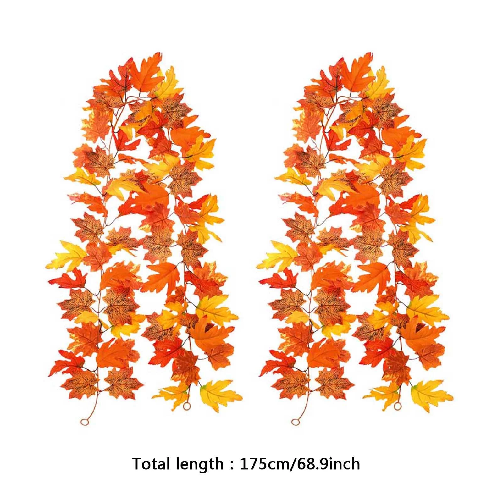 HALJEN Artificial Indoor Small No Pot 2 Pack Fall Garland Maple Leaf Hanging Vine Garland Artificial Autumn Garland Thanksgiving Decor for Home Wedding Party Christmas