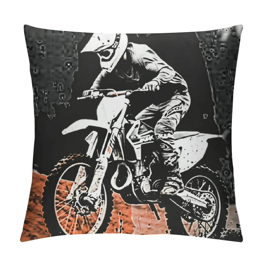 Ollo0ord Print Cushion Cover Black and White Boys Birthday Gifts Throw Pillow Cover for Outdoors Chair Office Cushion Case for Bedroom Car Party Couch, 22x22in