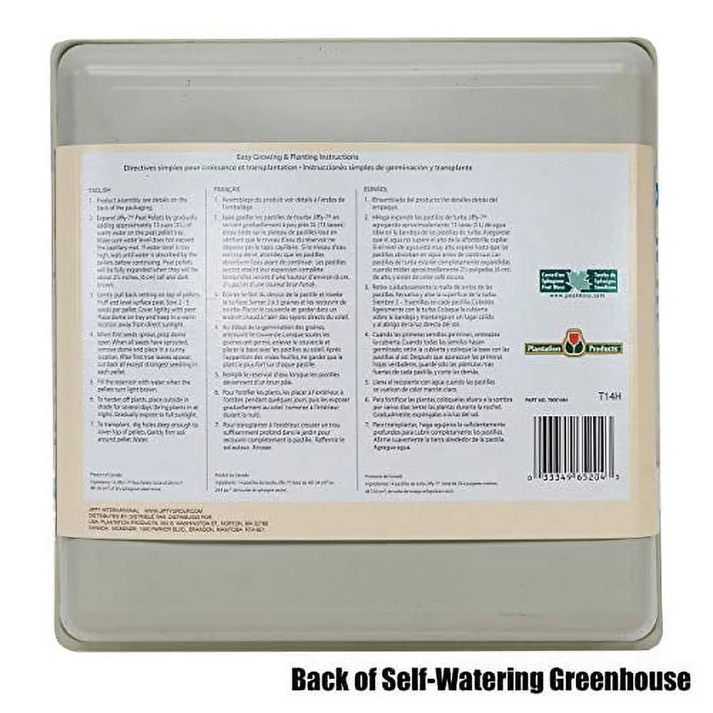 Jiffy T14HG Self-Watering Peat Pellet Greenhouse, Silver, 14 Cells