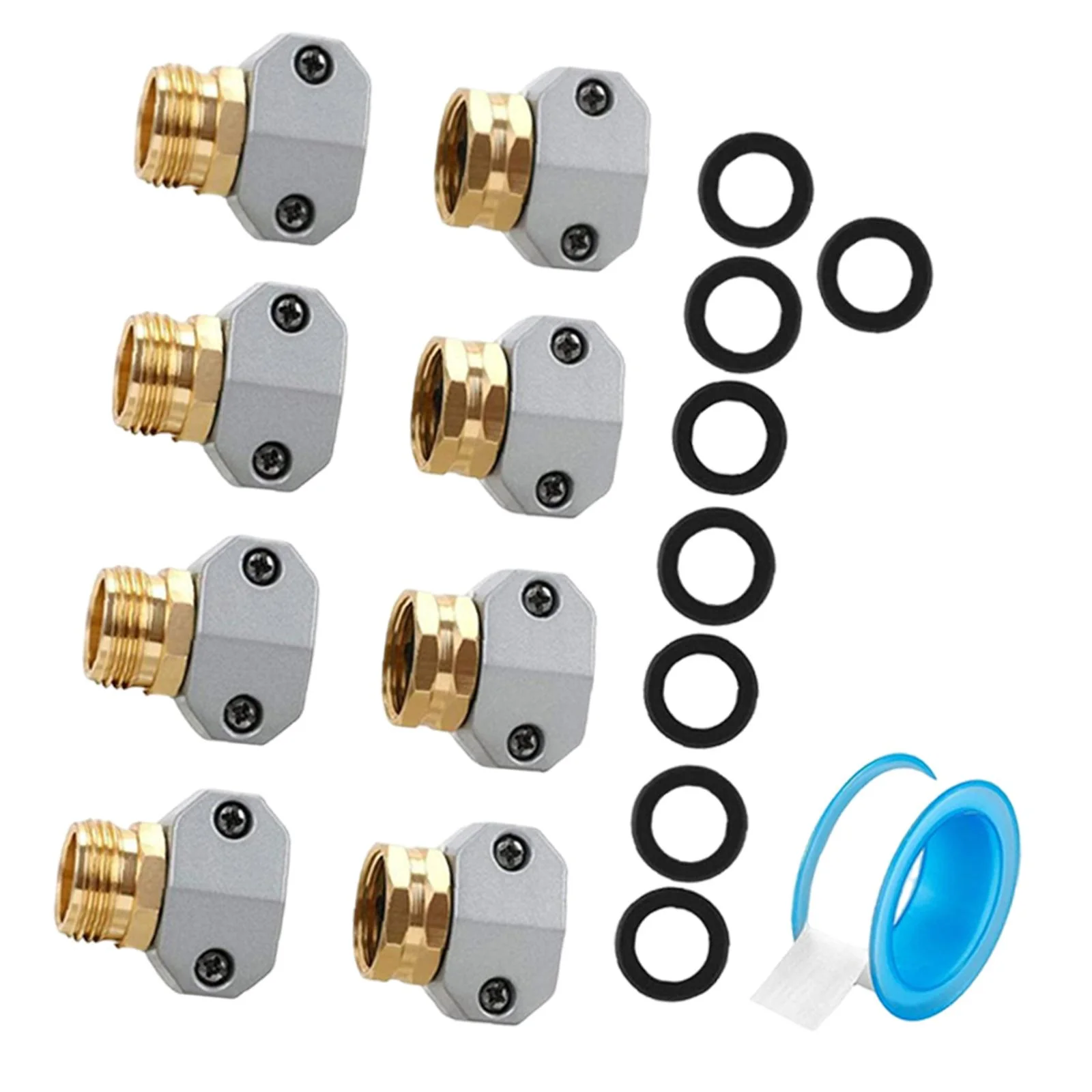 jicheng Garden Hose Repair Set Garden Hose Repair Fittings Fit 3/4 inch and 5/8 inch Hoses with Rubber Washers Garden Hose End Mender 4 Sets
