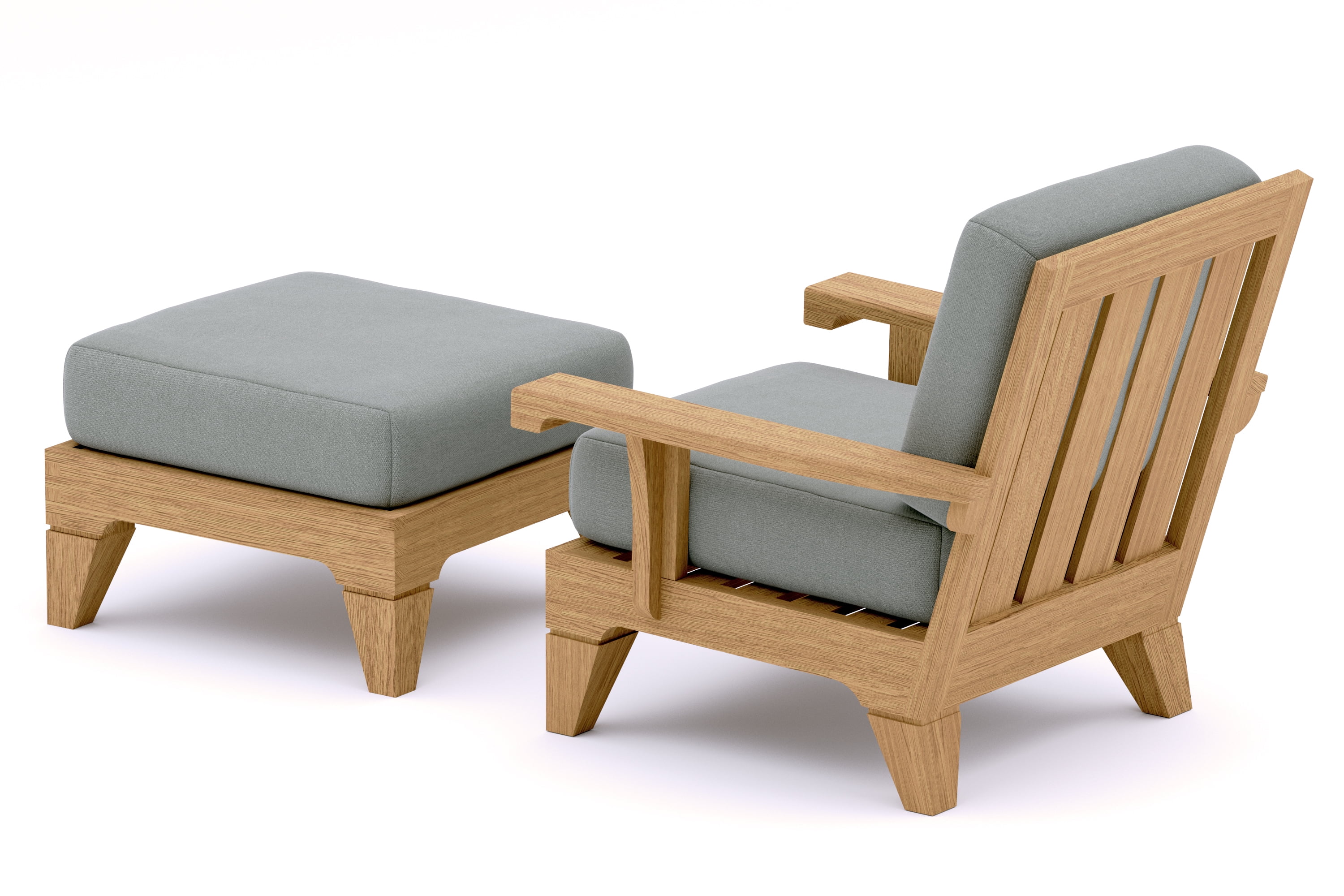 Caranas 2 Pc Lounge Chair Set: Lounge Chair & Ottoman With Cushions in Sunbrela Fabric #5404 Canvas Natural