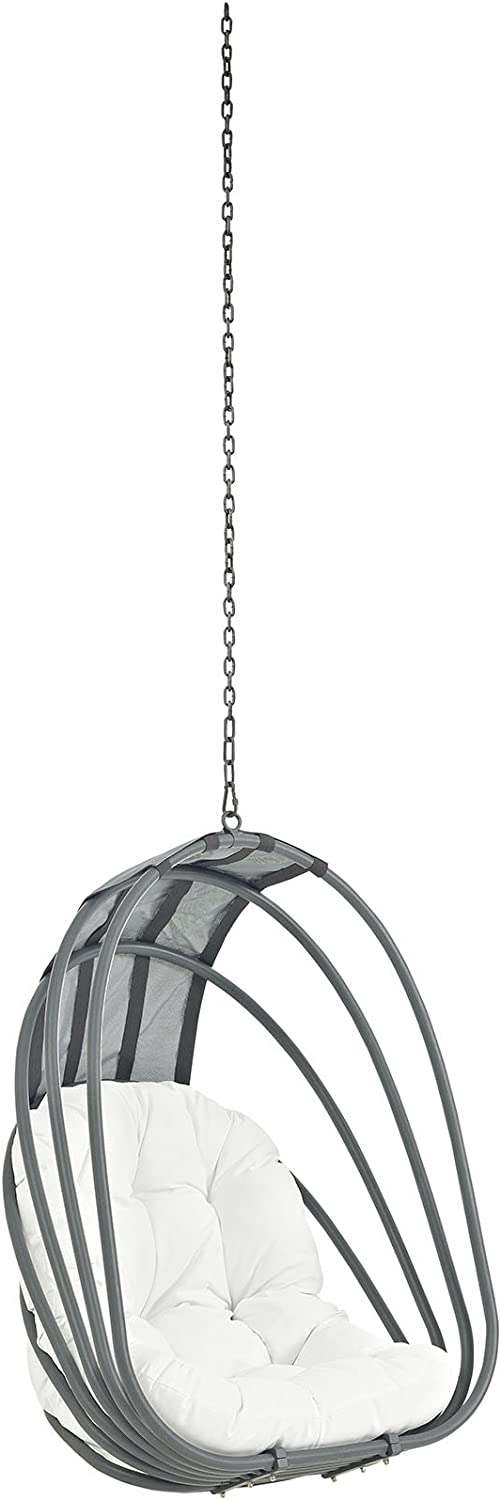 MINGFENG EEI-2656-WHI-SET Whisk Outdoor Patio Set with Hanging Steel Chain, Swing Chair Without Stand, White