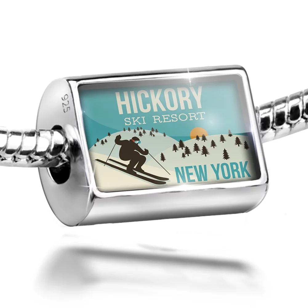 Neonblond Charm Hickory Ski Resort - New York Ski Resort 925 Sterling Silver Bead