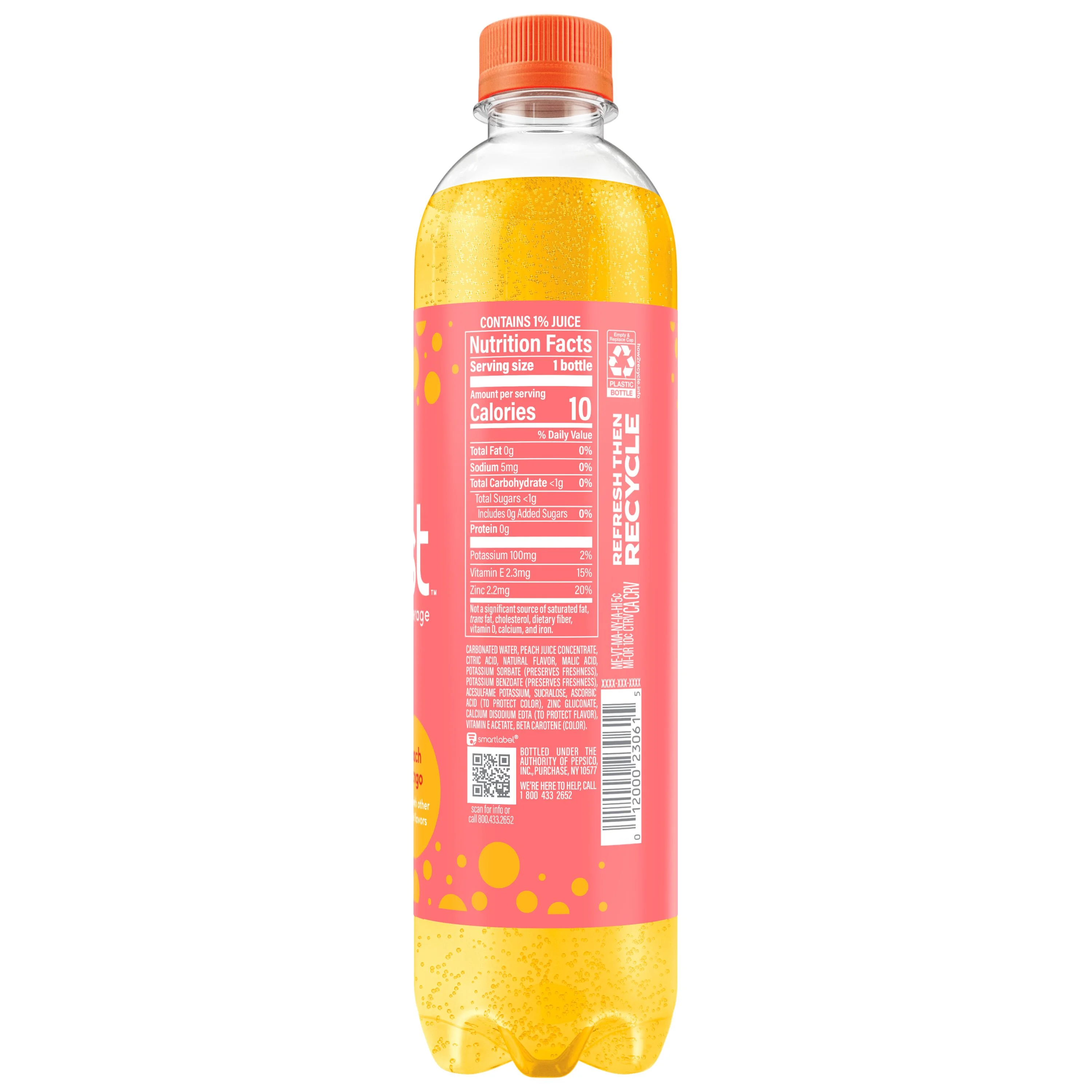 bubly burst Sparkling Water Beverage, Peach Mango, 16.9 fl oz Bottles (12 Pack) ​