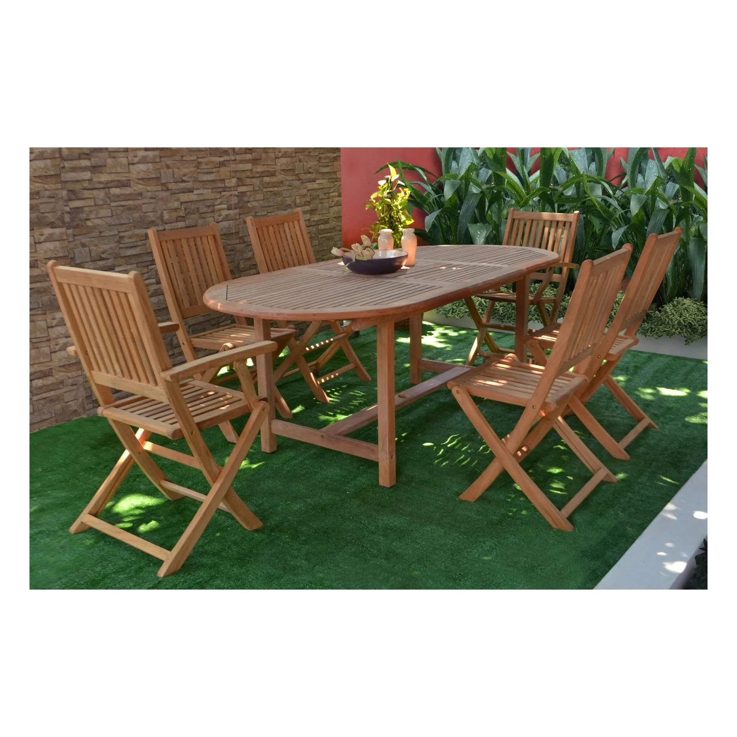 Amazonia Teak 7 Piece Oval Patio Dining Set
