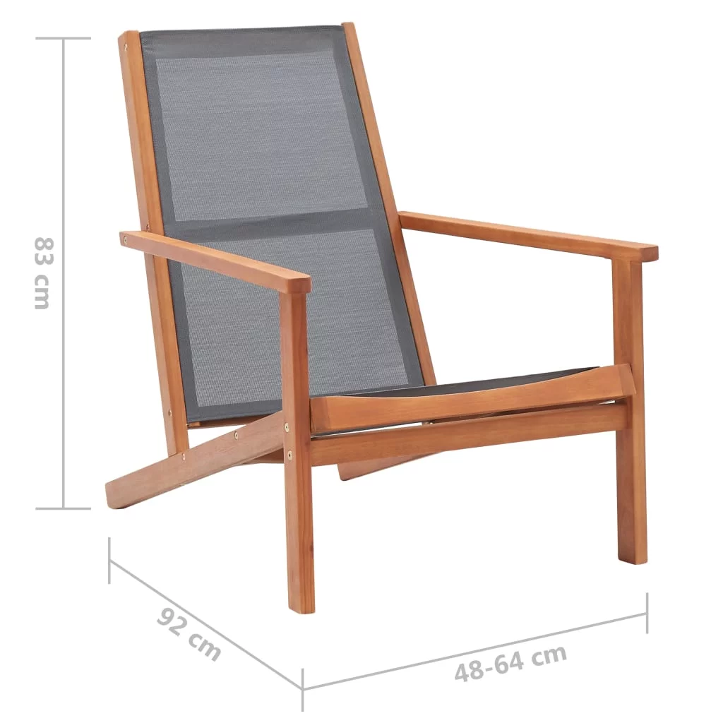 moobody Patio Chair Gray Solid Wood Eucalyptus and Textilene