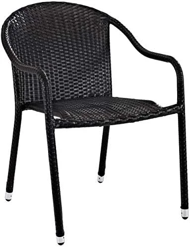 xrboomlife CO7109-BR Palm Harbor Outdoor Wicker Stackable Chairs  Set of 4  Brown