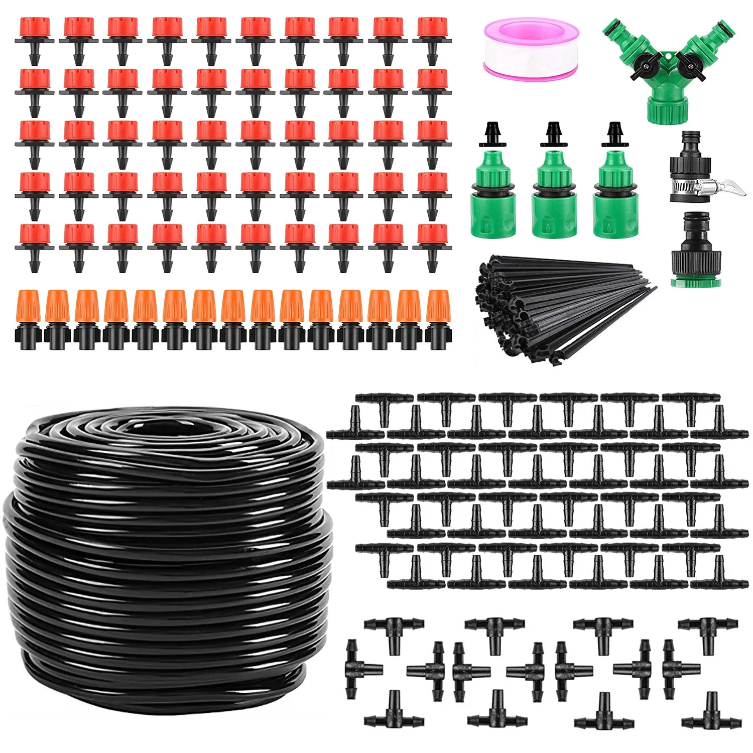 164FT Greenhouse Drip Irrigation Kit iMounTEK Automatic Irrigation System Patio Misting Plant Watering System with 4mm Hose for Garden